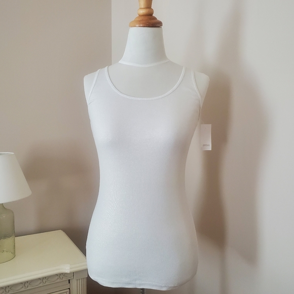 LOFT NWT SOFT GOLD SHIMMER WHITE TANK TOP - Picture 2 of 6